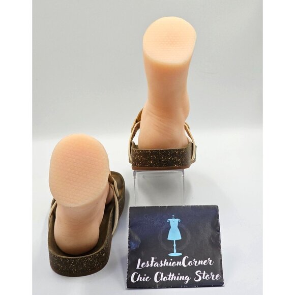 Tory Burch Women's Beige Leather Miller Cloud Flats Thong Sandals Sz 8 2642 - Picture 5 of 16